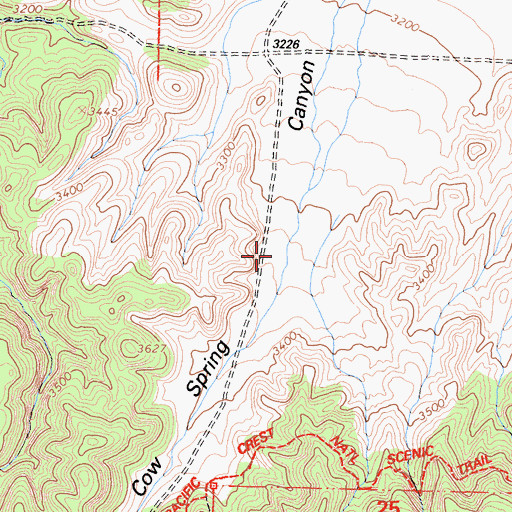 Topographic Map of Cow Spring Canyon, CA