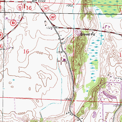 Topographic Map of Stapleton Farms, WI