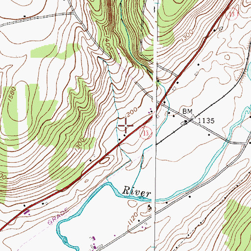 Topographic Map of Forbes Farms, NY