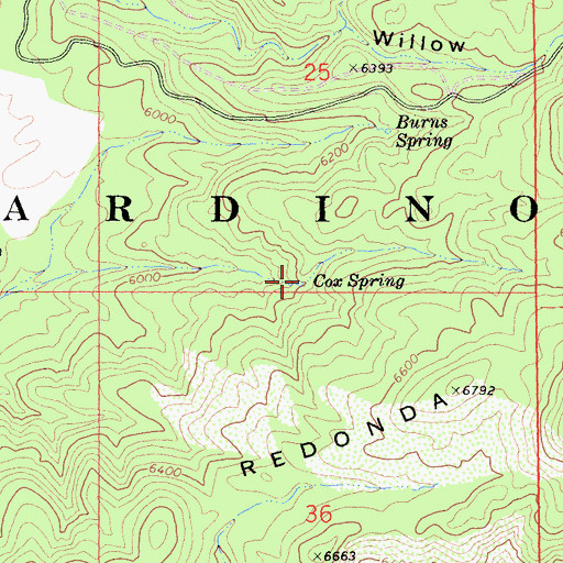 Topographic Map of Cox Spring, CA