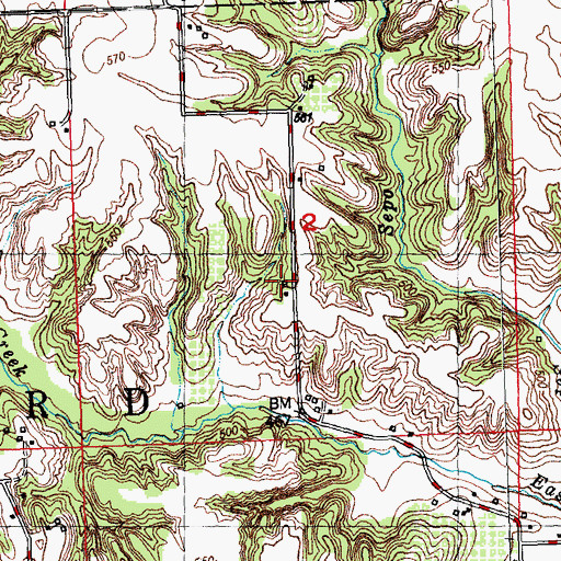 Topographic Map of Atchley Farms, IL