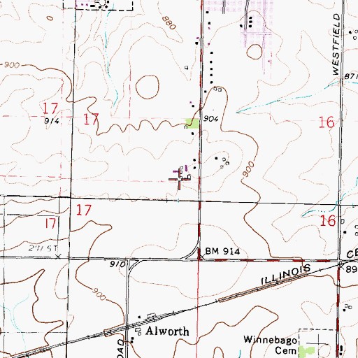 Topographic Map of Palm Dale Farms, IL