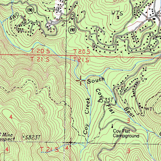 Topographic Map of Coy Creek, CA