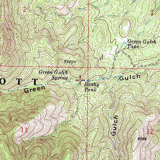 Topographic Map of Bushy Tank, AZ
