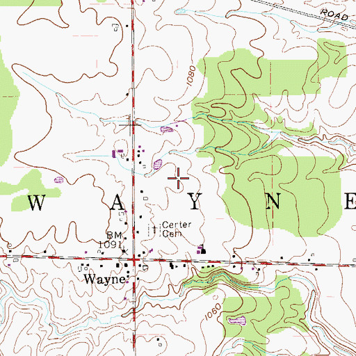 Topographic Map of Creekside Farms, OH