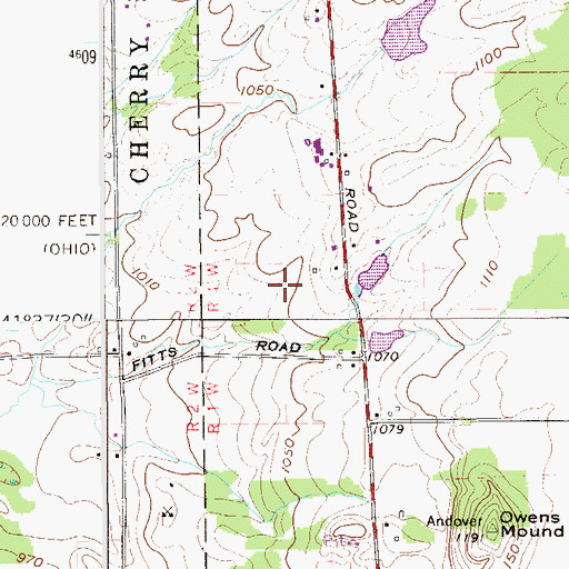 Topographic Map of Harvey Farms, OH