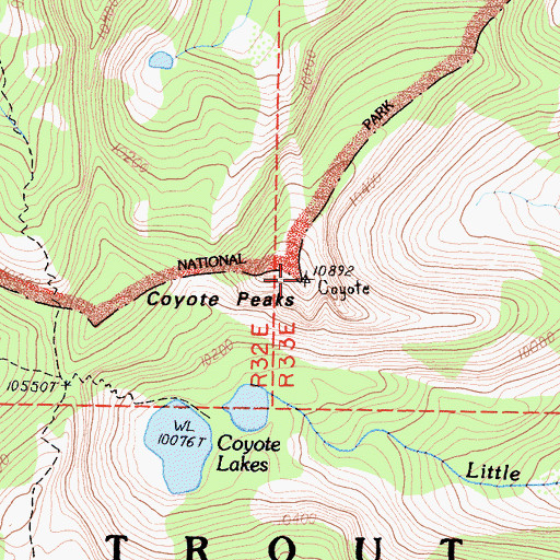 Topographic Map of Coyote Peaks, CA