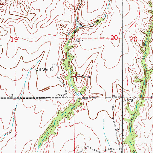 Topographic Map of Brooker-Meek Cemetery, OK