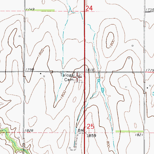 Topographic Map of Mound Cemetery, OK