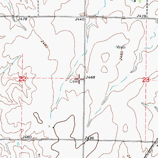 Topographic Map of Ebenezer Baptist Cemetery, OK