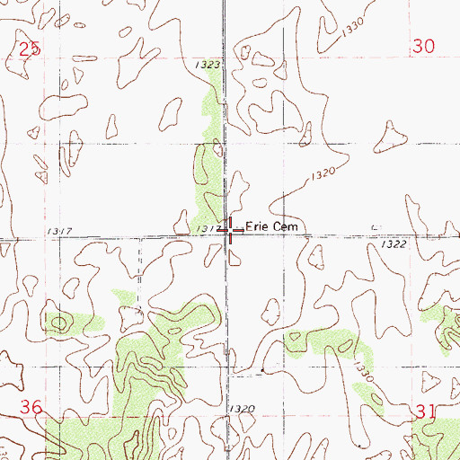 Topographic Map of Era Cemetery, OK