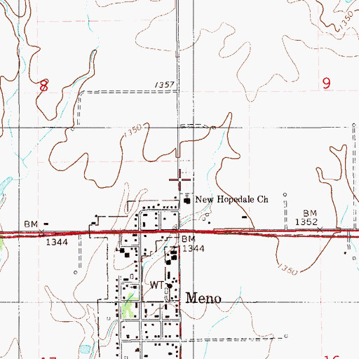 Topographic Map of New Hopedale Mennonite Cemetery, OK