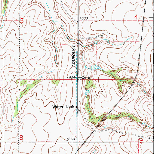 Topographic Map of Guy Cemetery, OK