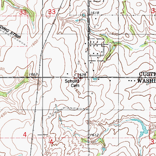 Topographic Map of Schultz Cemetery, OK