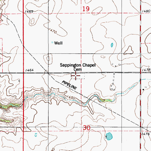 Topographic Map of Sappington Chapel Cemetery, OK