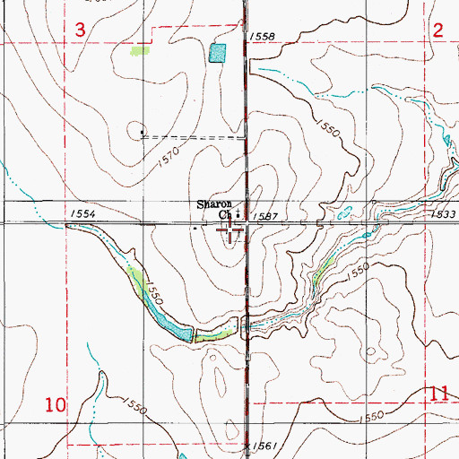 Topographic Map of Sharon Cemetery, OK