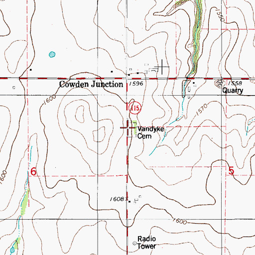 Topographic Map of Van Dyke Cemetery, OK