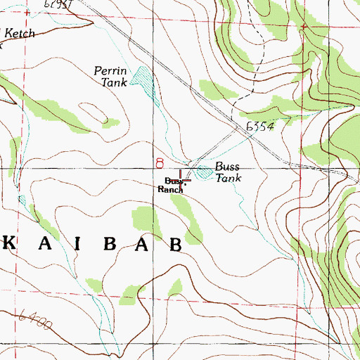 Topographic Map of Buss Ranch, AZ