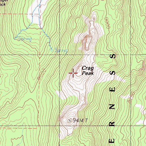 Topographic Map of Crag Peak, CA