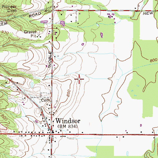 Topographic Map of Marshy Meadows Farm, OH