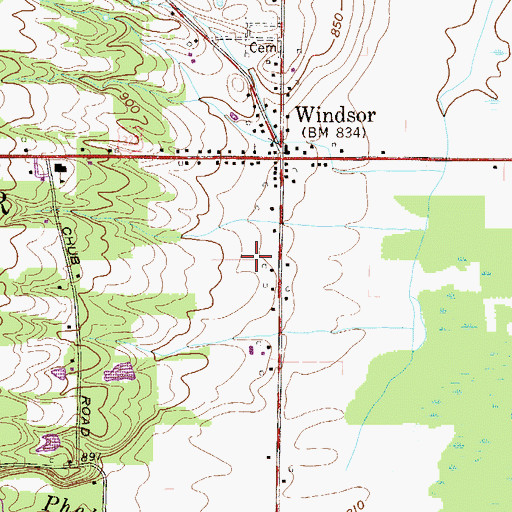 Topographic Map of Windsor Greenhouse, OH