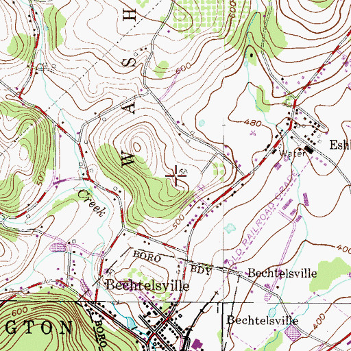 Topographic Map of Martin Stone Quarries, PA