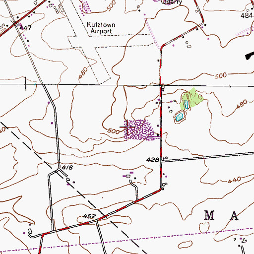 Topographic Map of Kutztown Quarry, PA