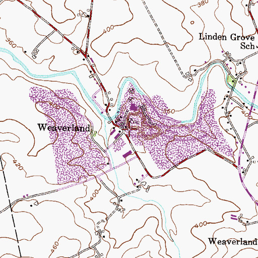 Topographic Map of Weaverland Quarry, PA