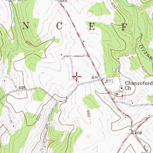 Topographic Map of Downs Farm, PA