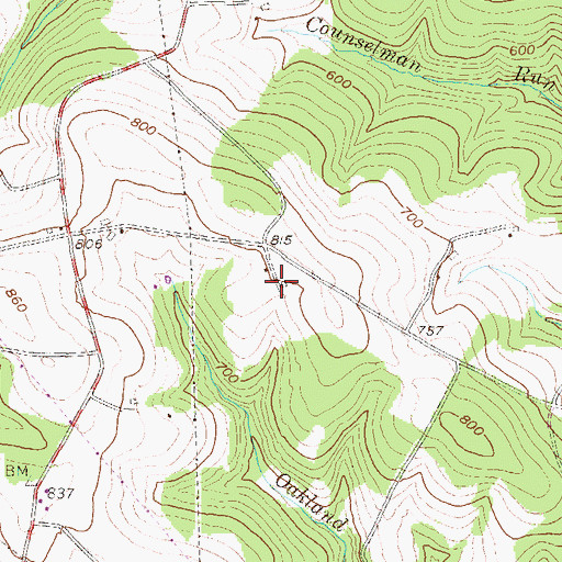 Topographic Map of Nick of Time Farm, PA