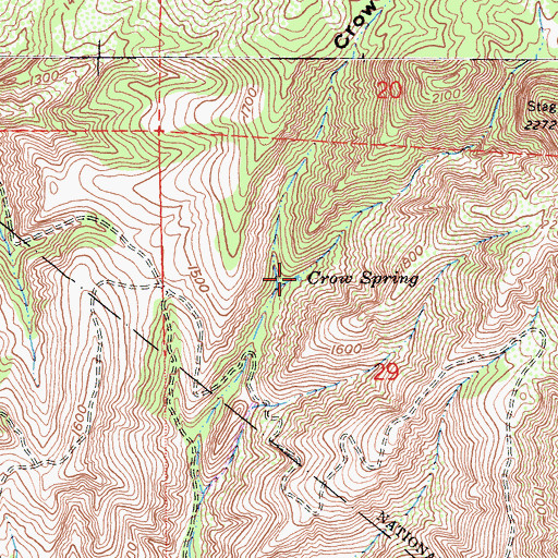 Topographic Map of Crow Spring, CA