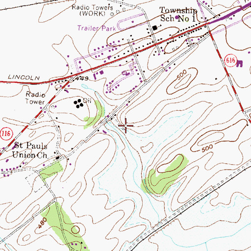 Topographic Map of Petre Farm, PA