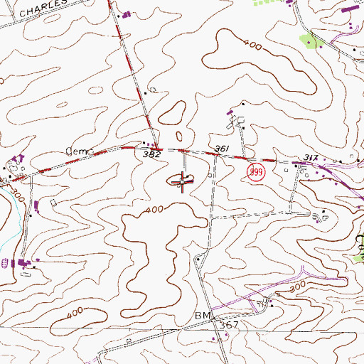 Topographic Map of Meadow Lane Dairy, PA