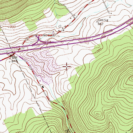 Topographic Map of Curtin Gap Quarry, PA