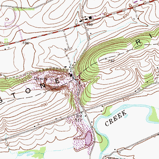 Topographic Map of Milton Quarry, PA