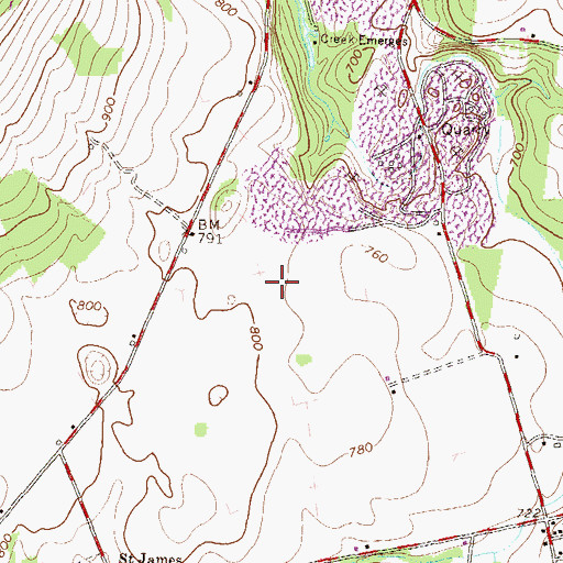 Topographic Map of Pine Creek Quarry, PA