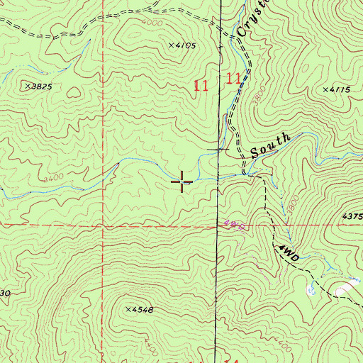 Topographic Map of Crystal Creek, CA