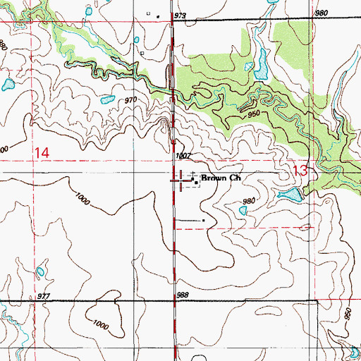 Topographic Map of Brown Cemetery, OK