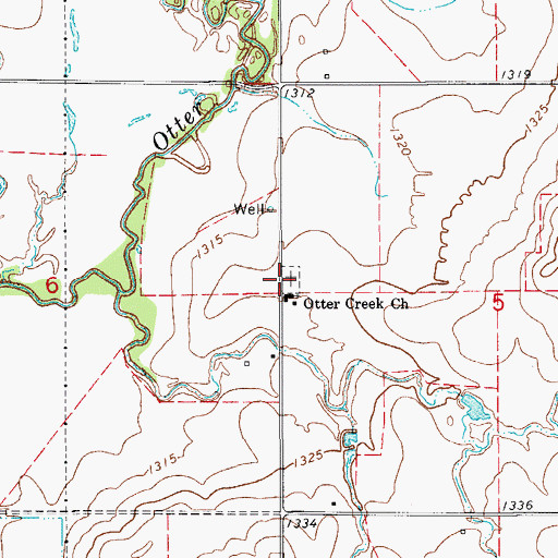 Topographic Map of Otter Creek Cemetery, OK