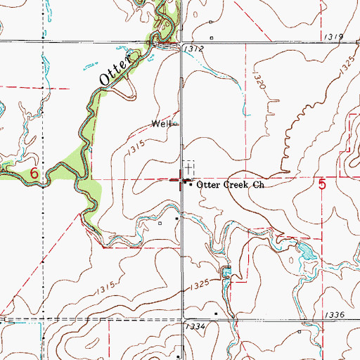 Topographic Map of Otter Creek Church, OK