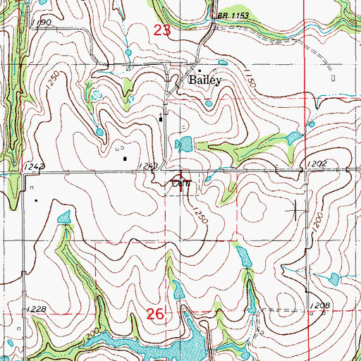 Topographic Map of Bailey Cemetery, OK