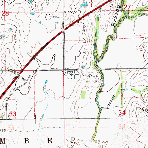 Topographic Map of Brushy Creek Cemetery, OK