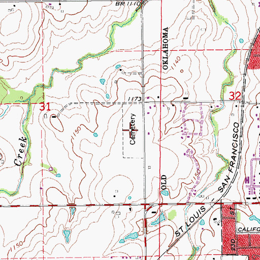 Topographic Map of Fairview Park Cemetery, OK