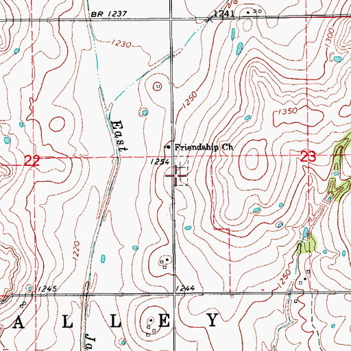 Topographic Map of Friendship Cemetery, OK