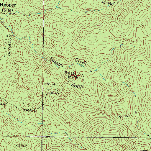 Topographic Map of Buster Mine, AZ