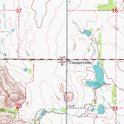 Topographic Map of Centerville Cemetery, OK