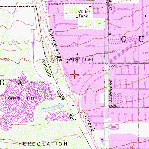 Topographic Map of Cucamonga, CA