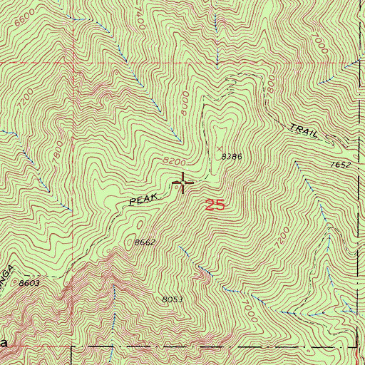 Topographic Map of Cucamonga Peak Trail, CA
