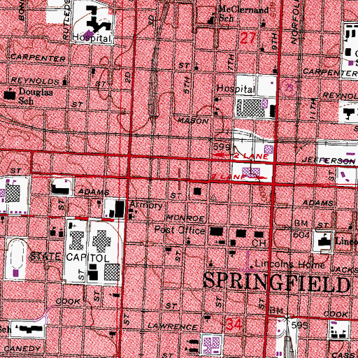 Topographic Map of Myers Building, IL