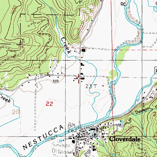 Topographic Map of Bailey Farms, OR